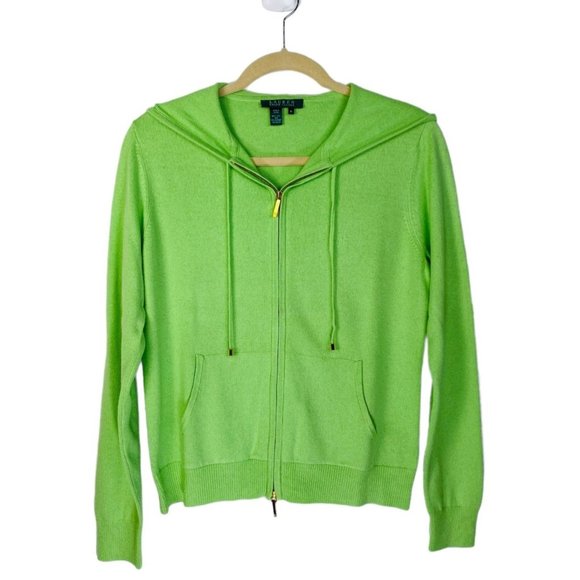 Lauren Ralph Lauren Sweaters - Lauren Ralph Lauren Green Silk Cashmere Hooded Zip Up Cardigan M